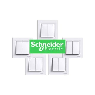 5x SCHNEIDER ASFORA INTERRUPTOR DOBLE (Con marco)