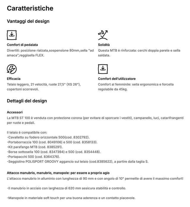 BICI Mtb donna Rockrider ST 100 bianco-rosa 27,5"
