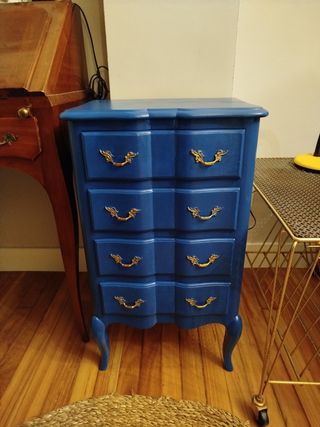 HOY Mesilla de noche vintage azul