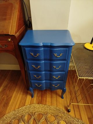 HOY Mesilla de noche vintage azul