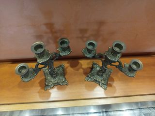 Coppia candelabri antichi ottone