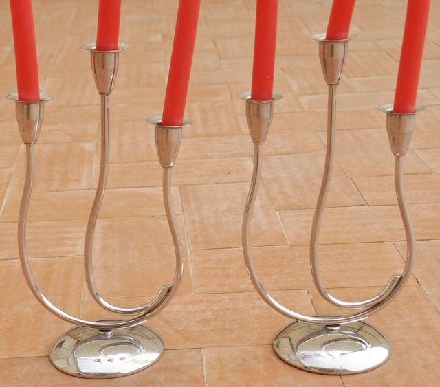 2 Portavelas vintage con 6 velas nuevas