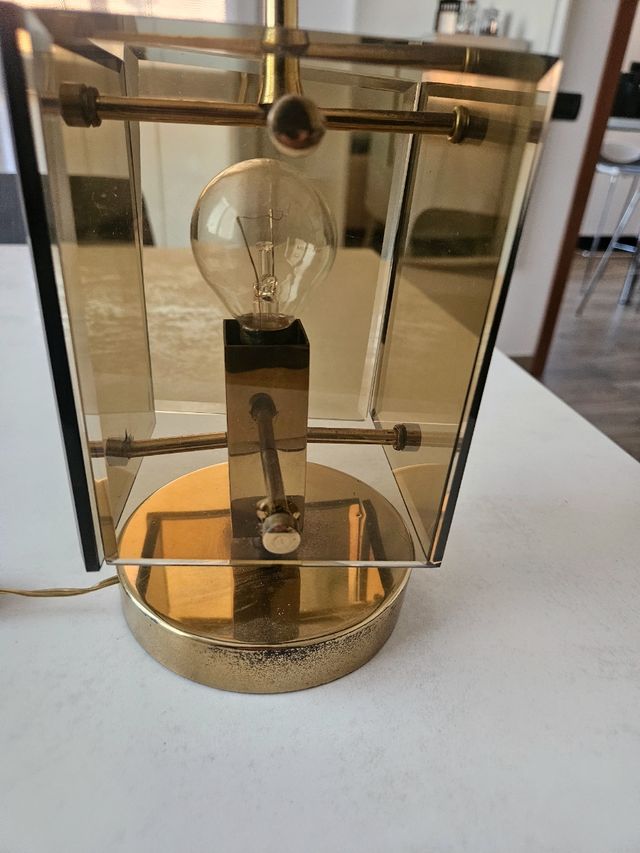 Lampada vintage in vetro e ottone