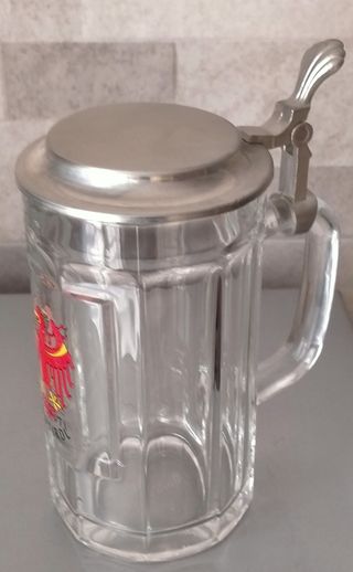 Boccale birra vintage vetro-peltro 0,5