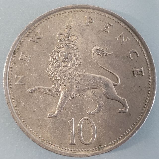 10 peniques ingleses de 1969