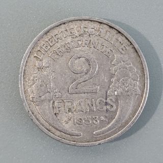 Moneda de 2 francos franceses de 1958