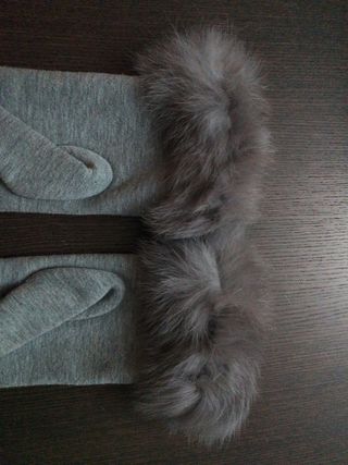 Guanti con pellicciotto, grigio.