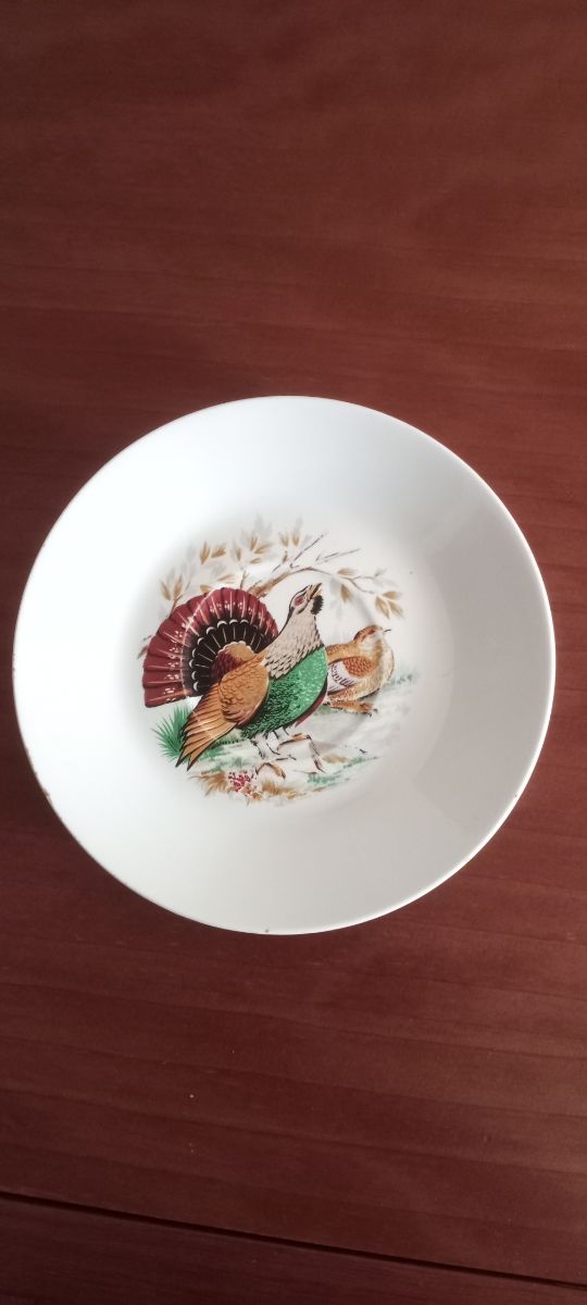 Plato de postre Porzelanit caza faisán aves