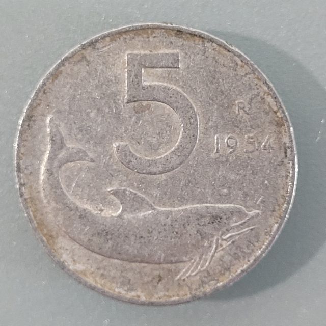 Moneda de 5 liras de 1954