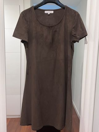 Vestido manga corta marron Amichi