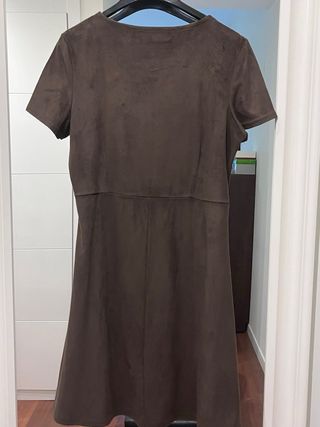 Vestido manga corta marron Amichi