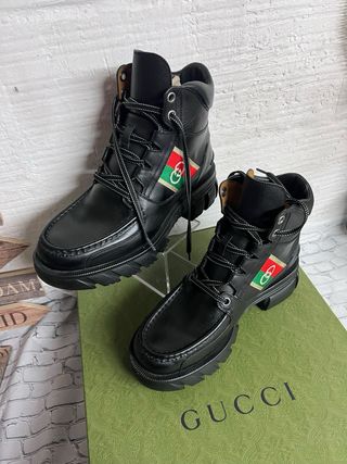 Botin GUCCI PIEL NEGRO  QUEBEC T. 42 
