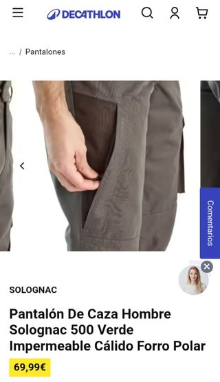 Pantalon caza hombre verde solognac500 impermeable