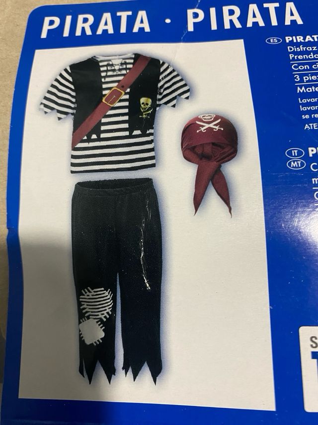 Disfraz pirata 3 piezas.