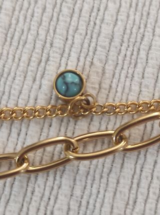 Pulsera sol con turquesas oro