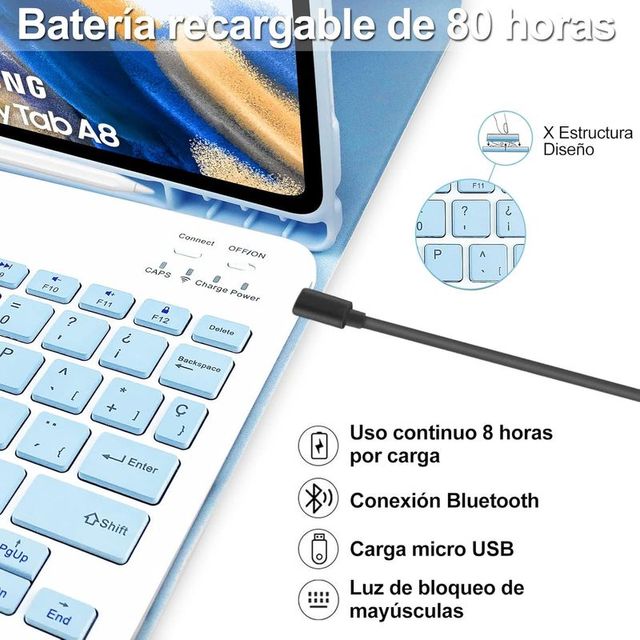 Teclado funda  Samsung Tab A8 X200/X205/X207