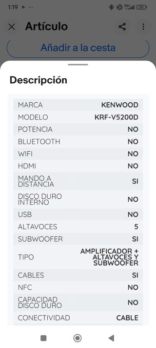 Amplificador kenwood KRF-V5200D