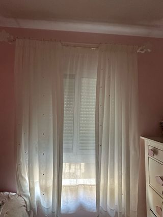 Barra de madera blanca y Cortinas.NO ENVÍOS