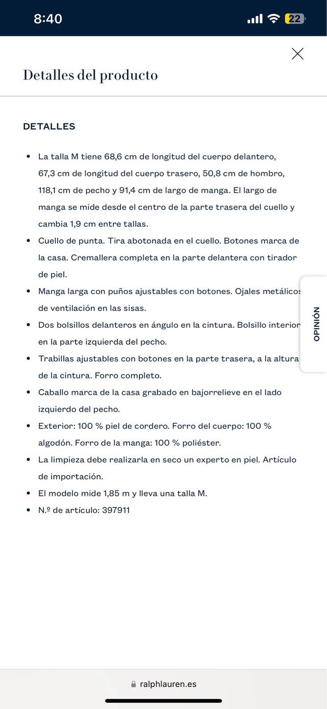 Chaqueta de piel Ralph Lauren