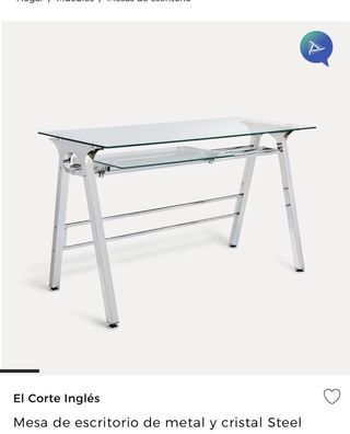 Mesa de estudio de cristal comprada corte ingles