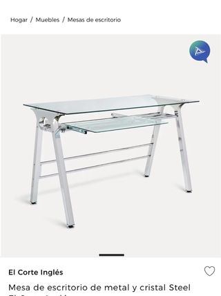 Mesa de estudio de cristal comprada corte ingles