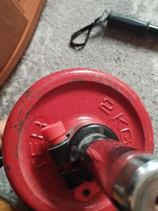 Pesas, comba, barra, silicona tobillera.