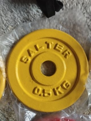 Pesas, comba, barra, silicona tobillera.
