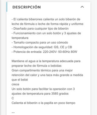 Calienta biberones