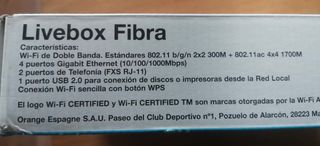 ROUTER LIVEBOX FIBRA. JAZZTEL - ORANGE. 
