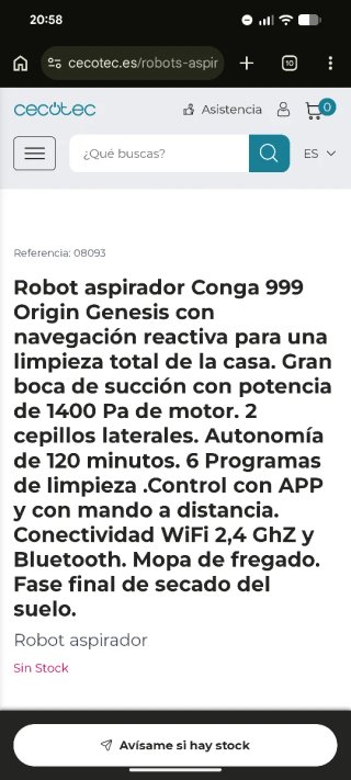 Cecotec Robot Aspirador Conga 999 Origin Genesis