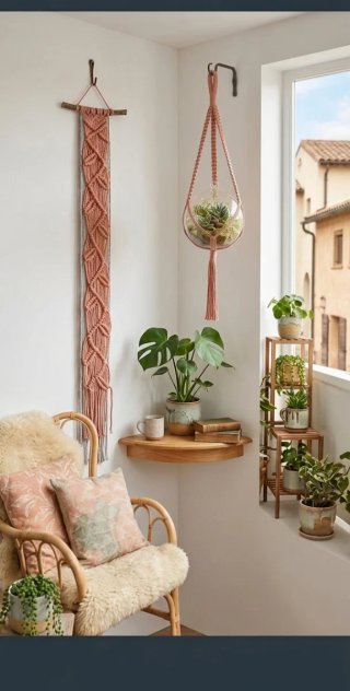 Arazzo macramé  Porta vaso appeso sospeso macramé