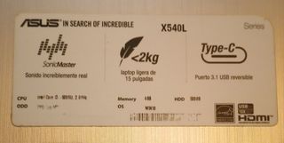 ORDENADOR PORTÁTIL ASUS X540 L 15"PULG.