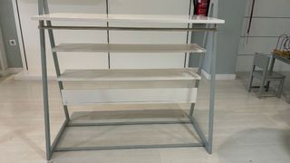 Mesa baldas acero inoxidable madera