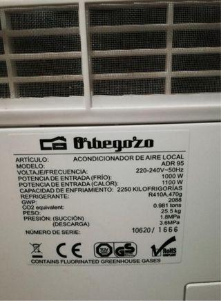 Aire Acondicionado Portatil Orbegozo ADR 95