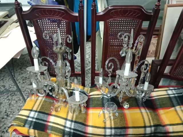 Conjunto lamparas sobremuro cristal
