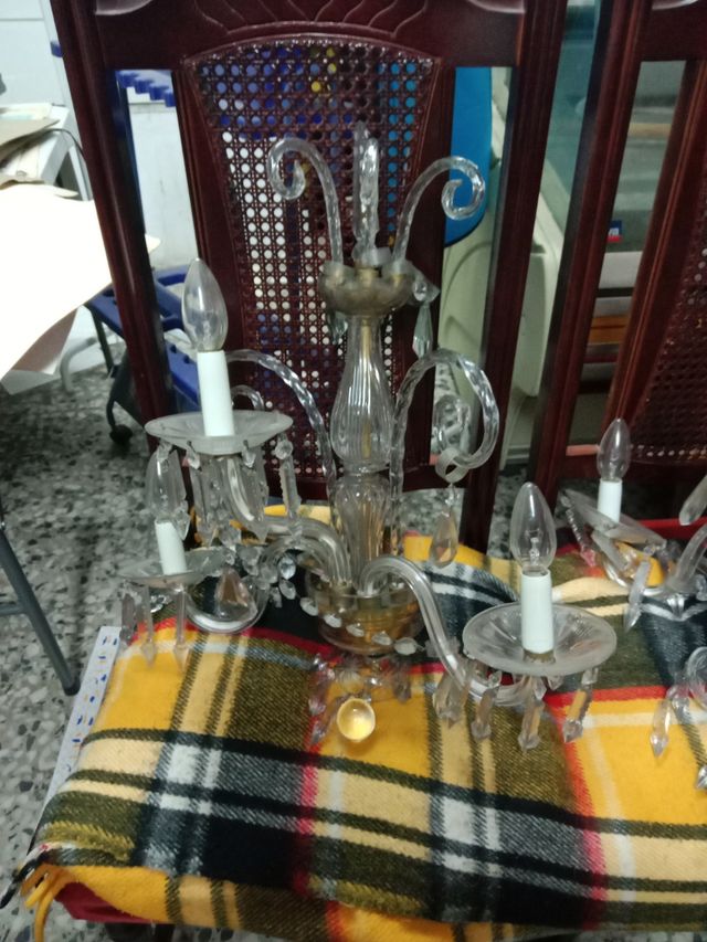 Conjunto lamparas sobremuro cristal