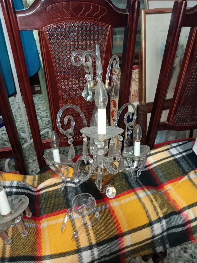 Conjunto lamparas sobremuro cristal