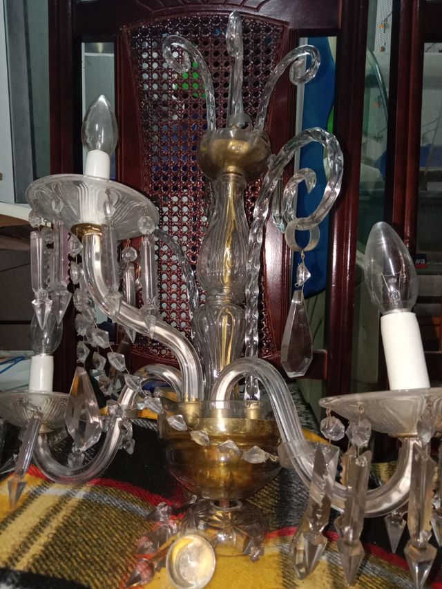 Conjunto lamparas sobremuro cristal