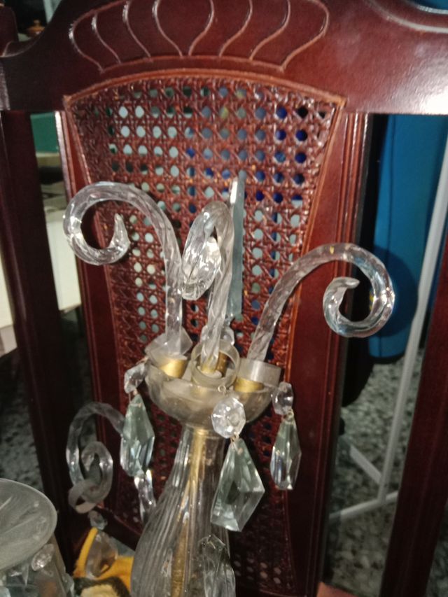 Conjunto lamparas sobremuro cristal