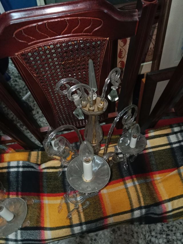 Conjunto lamparas sobremuro cristal