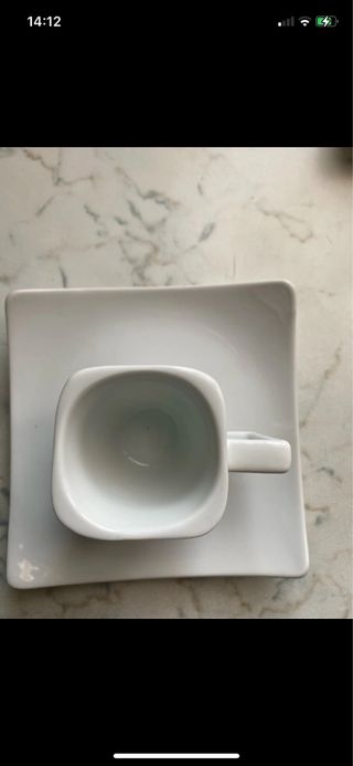 Set 6 tazzine caffè con piattino quadrato