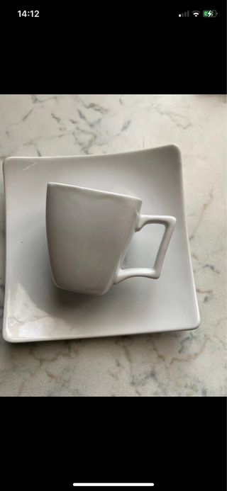 Set 6 tazzine caffè con piattino quadrato