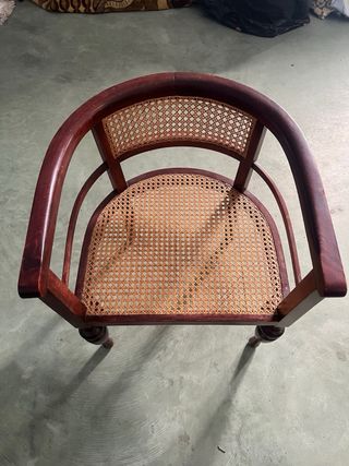 Silla sillon descalzadora butaca madera ratan