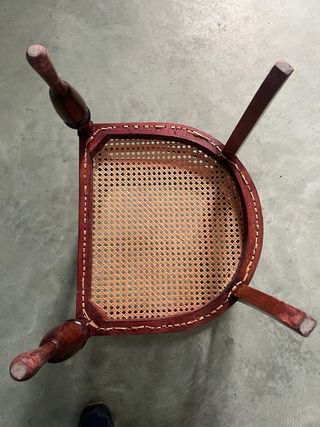 Silla sillon descalzadora butaca madera ratan