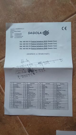 Pistola silicona neumática Sagola