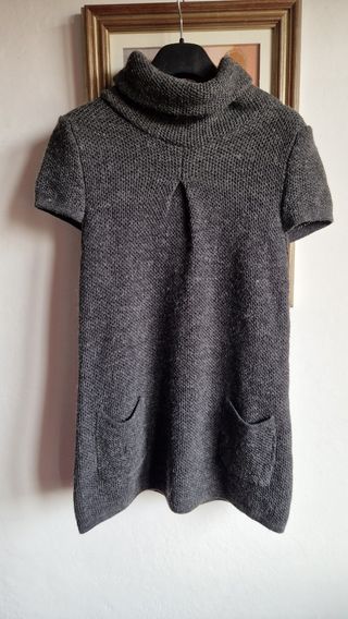 Vestito corto grigio melangiato