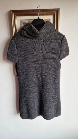 Vestito corto grigio melangiato