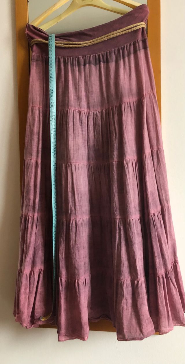 Gonna lunga rosa compresa di cintura