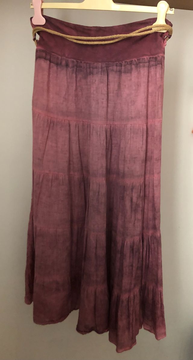 Gonna lunga rosa compresa di cintura