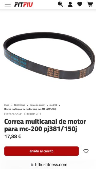 Correa multicanal de motor para MC200 pj381/150j